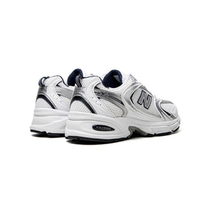 New Balance 530 White, Silver & Navy blue